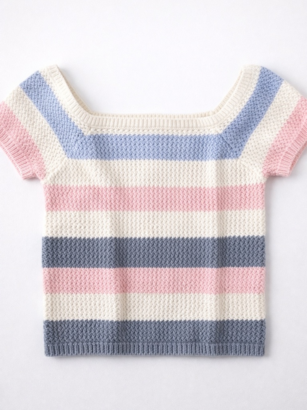 Full Tilt Striped Knit Top in Blue, Cream & Pink - Picture 2 of 4